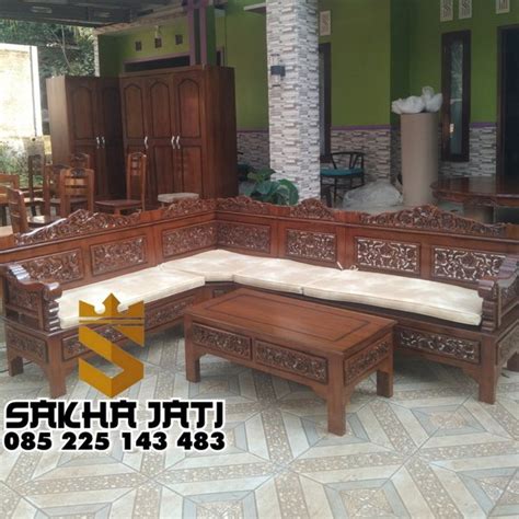 Jual Kursi Tamu Kursi Sudut Bagong Ukir Motif Karawang Minimalis Jati