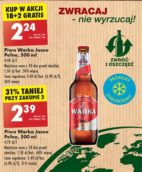 Promocja Piwo Warka Jasne Pełne 500 ml w Biedronka