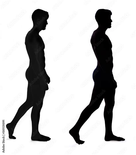 Naked Silhouette Of Man Walking On White Stock Photo Adobe Stock