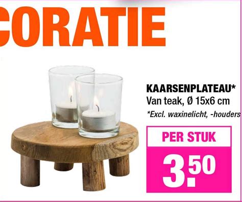 Kaarsenplateau Van Teak Aanbieding Bij Big Bazar Folders Nl