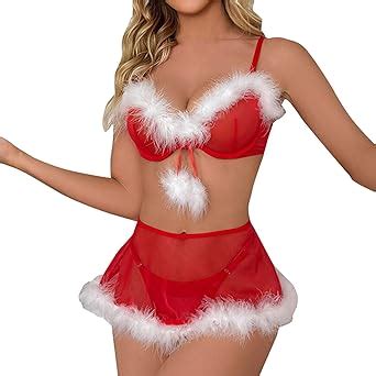 Amazon Christmas Lingerie For Women Costume Sexy Santa Christmas Set Lace Teddy Babydoll