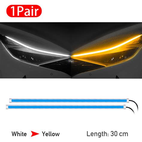 Ready Stockflexible Car Led Light Strip Dual Color Drl Motorcycle