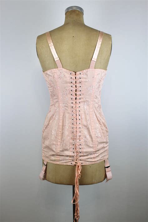 S Vintage Corselette Nude Girdle Corset Pink Vintage Bustier Vintage Corset Antique