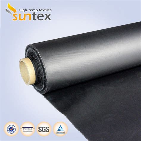 Neoprene Coated Fiberglass Chemical Resistant Fabric 0 5mm Black Color Weather Resistance