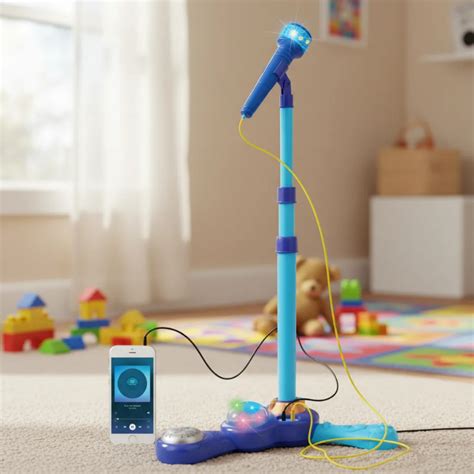 Microfone Com Pedestal Infantil - Microfone Infantil Musical Com Pedestal Luz Alto Falante E Conexão ...