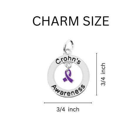 Bulk Crohns Disease Circle Charms Purple Ribbon Pendants The