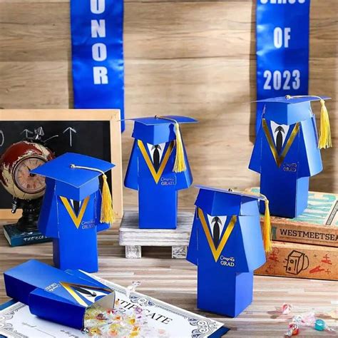 50pcs Graduation Gown Grad Cap Favor Boxes Candy Boxes Graduation Chocolate Treat Sweet Biscuit