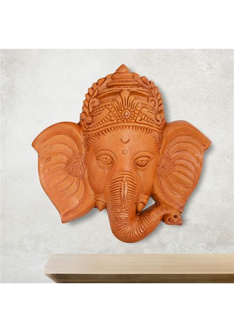 Ganesha Wall Hanging Terracotta Home Decor 14 Cm X 13 Cm No Plastic Shop