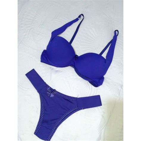Conjunto lingerie calcinha e sutiã azul conjuntinho feminino Shopee Brasil