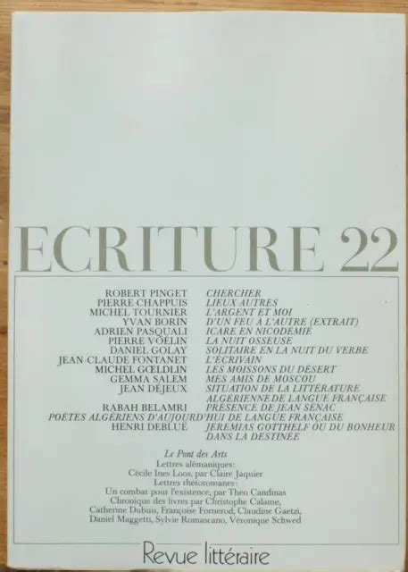 012406 ECRITURE revue littéraire N 22 printemps 1984 litterature