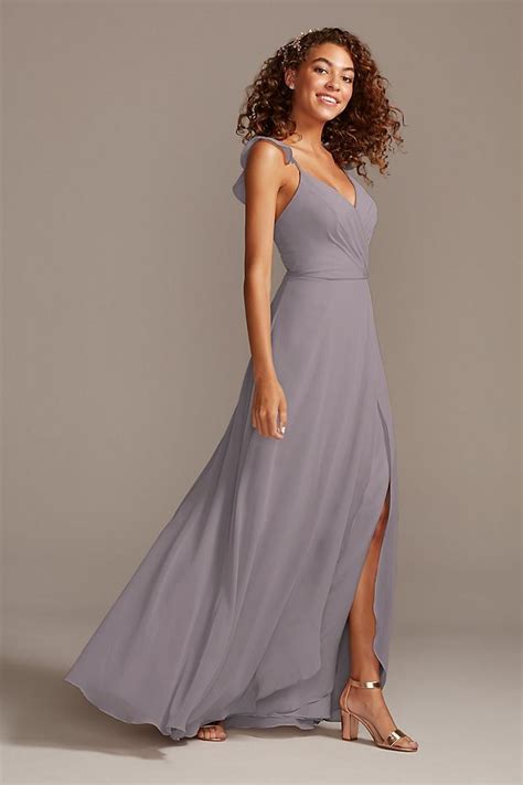 Ruffle Spaghetti Strap Chiffon Bridesmaid Dress David S Bridal