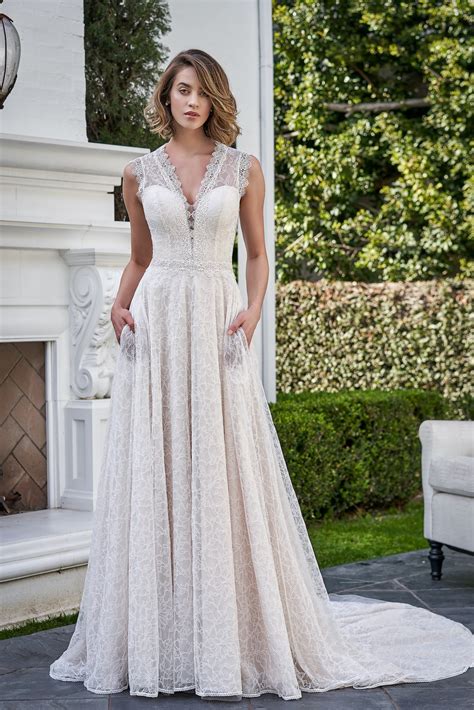 F221061 Whimsical Boho Soft A Line Gown With All Over Chantilly Lace