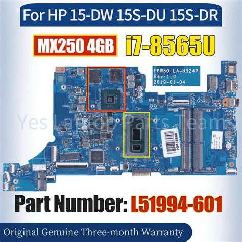 FPW50 LA H324P For HP 15 DW 15S DU 15S DR Laptop Mainboard L51994 601