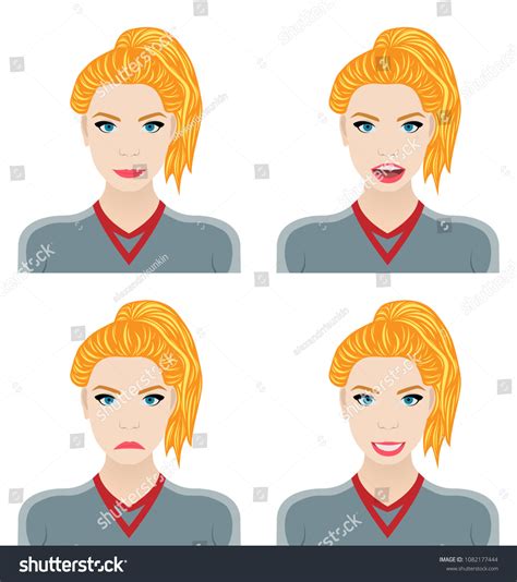 Face Expression Cute Woman Female Emotion Stock Vector Royalty Free