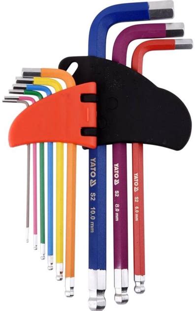 Ключи шестигранные с шариком YATO М1.5-10 мм Г-образные HRC 58-62 S2 ...