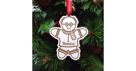 Glob Personalizat Cu Nume Gingerbread Bunic Lemn Alb Dgifts Ro