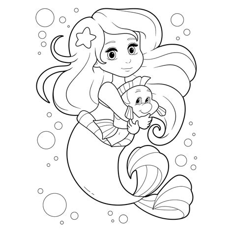 Раскраска Маленькая Ариель распечатать или скачать