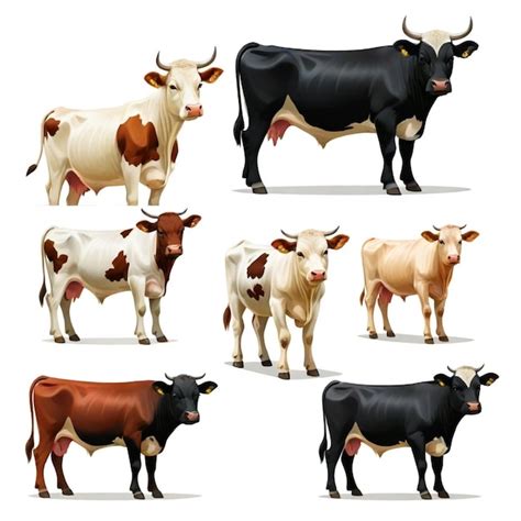 cattle vector set white background isolated  high premium ai