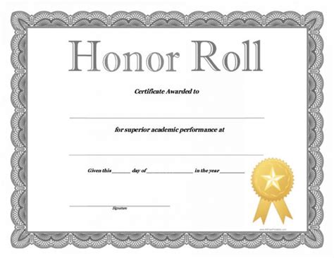 40+ Honor Roll Certificate Templates & Awards - PrintableTemplates