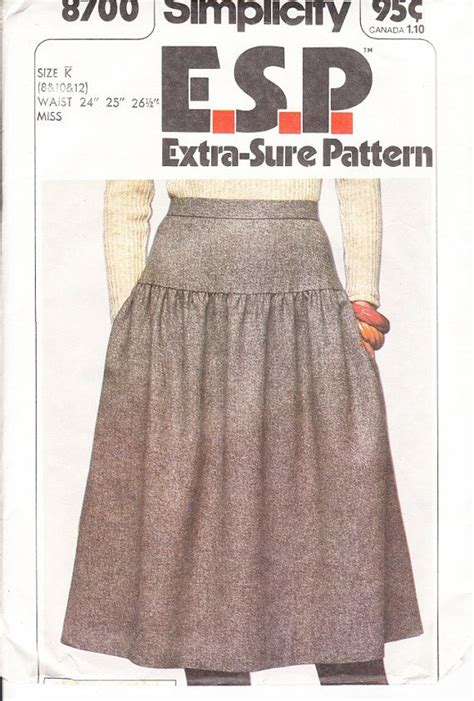 Vintage Sewing Pattern Simplicity Drop Waist Full Skirt Size Etsy