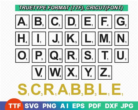 Scrabble Tiles Font Ttf Svg Files For Cricut Scrabble Tiles Clipart Scrabble Letters Svg Etsy