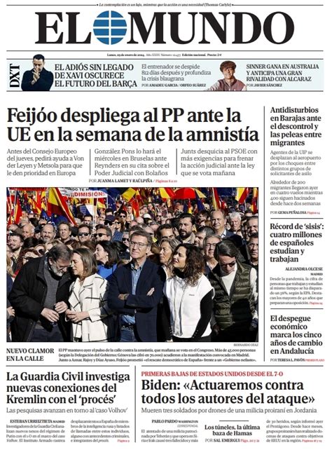 Portada De El Mundo Del Lunes De Enero De Medios