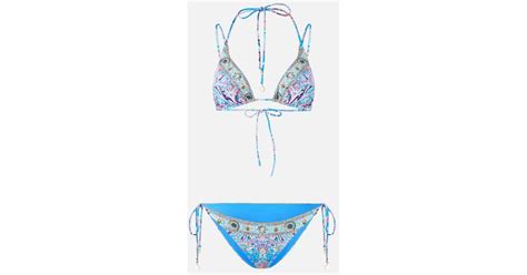 Camilla Multi Strap Tie Tri Bikini Set W Ring Trims Footsteps In Blue Lyst Uk