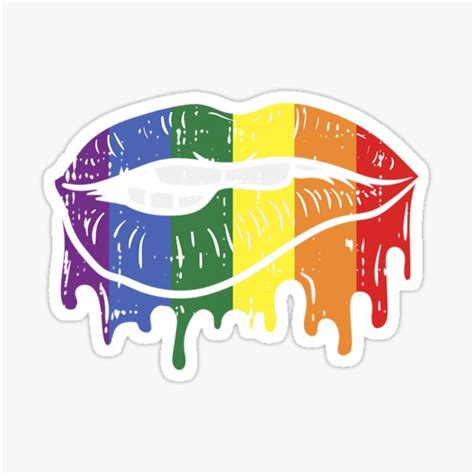 Lip Bite Gay Pride Rainbow Flag Drip Art Lgbt Lesbian Sticker For Sale By MadeleineAW Redbubble