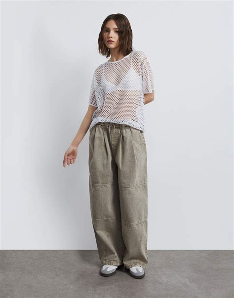 Белая сетчатая футболка oversize GKT023239-1 купить по цене от 199 ...