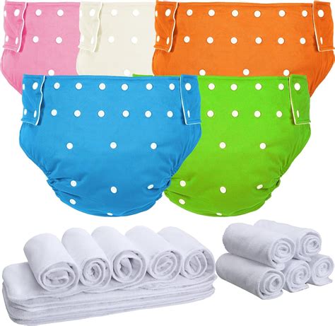 5 Pack Adult Cloth Diapers With Diaper Inserts Reusable Cloth Diapers Adult