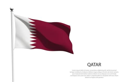 Nationale vlag qatar geïsoleerd zwaaiend op witte achtergrond Premium