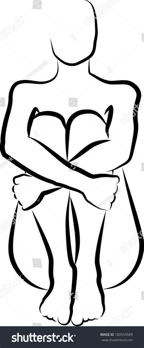 Sketch Naked Woman Sitting Stock Vector Royalty Free Shutterstock