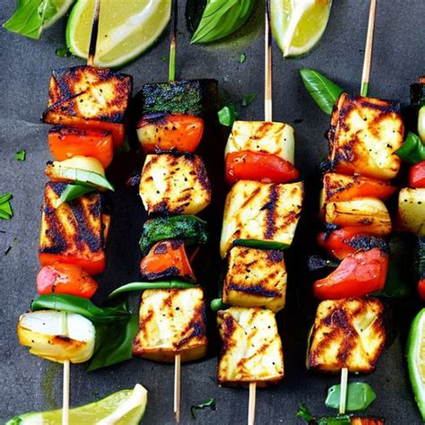 Brochettes de Haloumi et Légumes Grillés