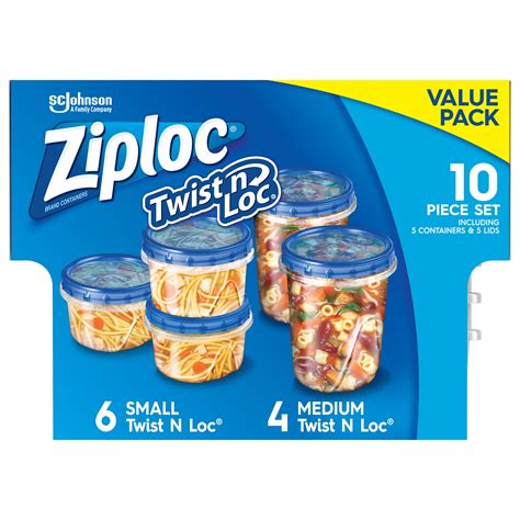 Ziploc Brand Round Lock Freezer Plastic Food Storage Containers With