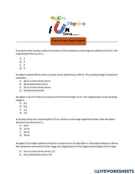 Concave And Convex Mirror Online Exercise For Live Worksheets