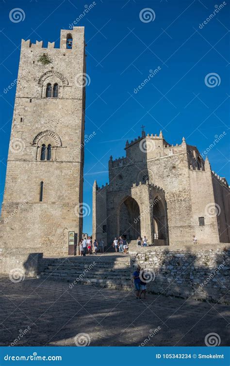 Main Cathedral Of Ericesicily Santa Maria Assunta Editorial Stock