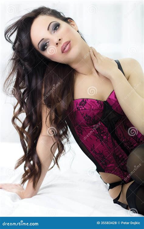 Beautiful Woman In Black Lingerie Stock Photo Image Of Lady Elegant