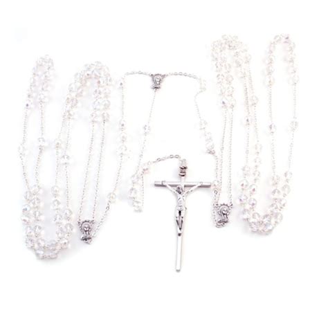 Wedding Lasso Rosary Crystal Beads Silver Chain 43 Inch ™