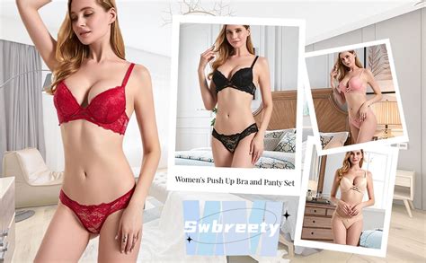 Swbreety Women S Push Up Bra And Panty Set Sexy Lace Lingerie Set Underwire Padded Bra Underwear