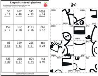 Rompecabezas D Multiplicaciones Multiplicaciones Por Dos Cifras