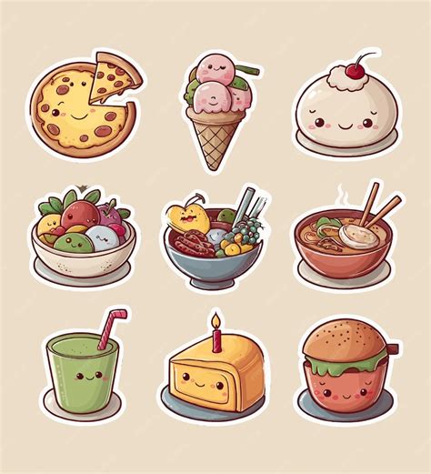 Premium Vector | Food Printable Stickers Vector illustration Set