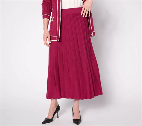 Isaac Mizrahi Live Regular Sunburst Pleated Midi Sweater Skirt Qvc