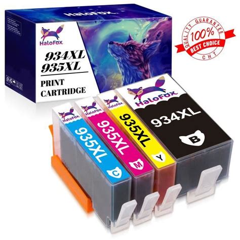 HALOFOX Remplacement 4 Cartouche D Encre Compatibles Pour HP 934XL