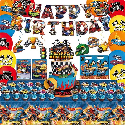 Amazon Pcs Hot Car Birthday Party Supplies Included Banner Hanging Swirls Tablecloth
