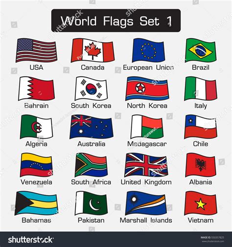 World Flags Set 1 Simple Style Stock Vector (Royalty Free) 550357825 ...