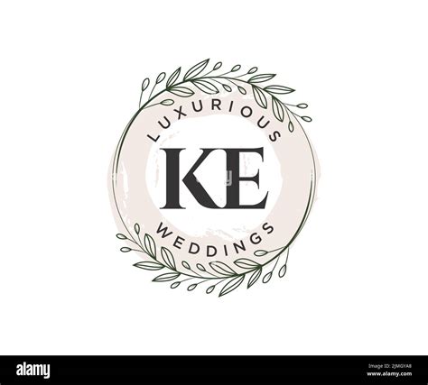 Ke Initials Letter Wedding Monogram Logos Template Hand Drawn Modern