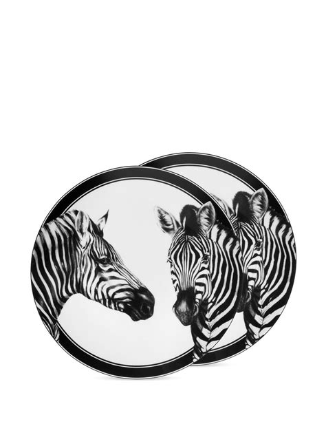 Dolce Gabbana Zebra Print Porcelain Dinner Plates Set Of Farfetch