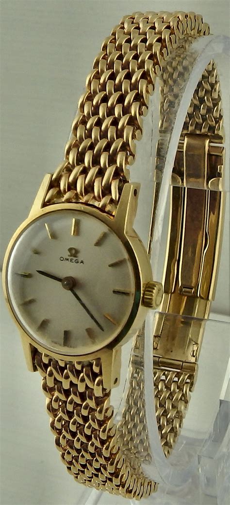 Ladies 9ct solid gold Omega wrist watch on 9ct Omega bracelet Working ...