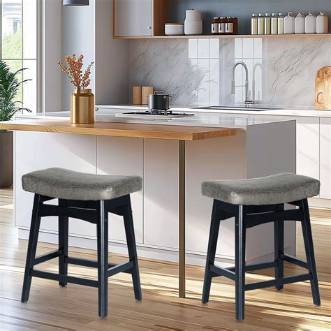 Summit Living 24 inch Height Countertop Bar Stools, Set of 2, Wooden