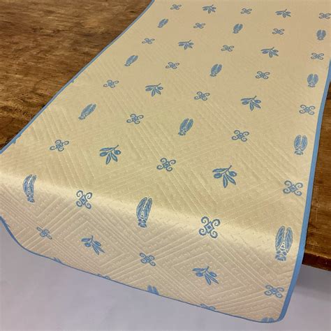 French Jacquard Runner Fontaine Blue Amelie Michel Amelie Michel Llc